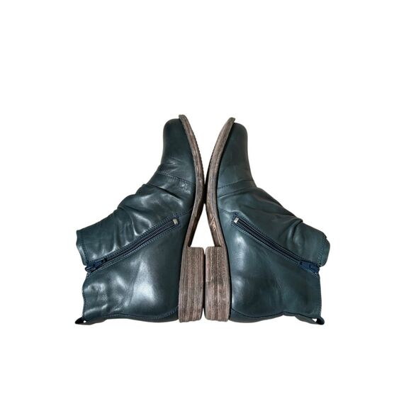 Miz Mooz Lulu Ankle Boots Ruched Leather US 9 EU 39 Ocean Blue - Picture 6 of 8